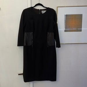 Worth dress. Wool blend. Leather accents. Size 12
